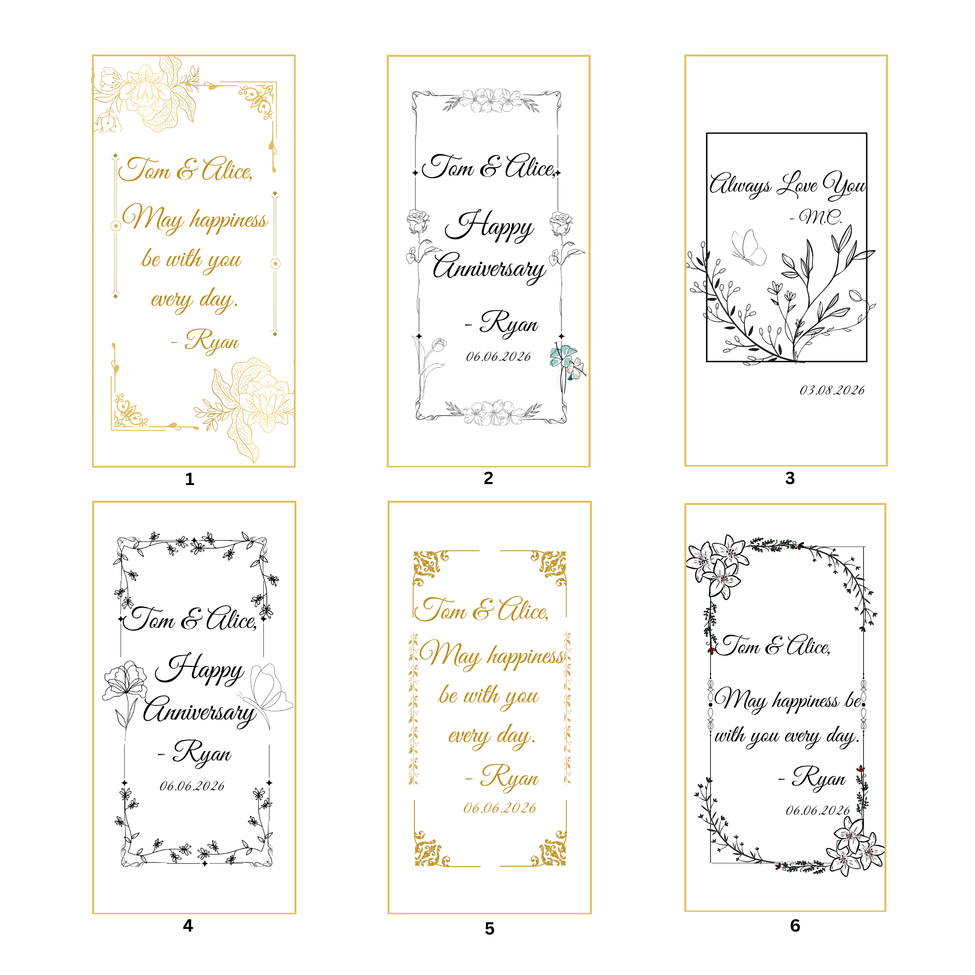 Floral border designs 1 to 6