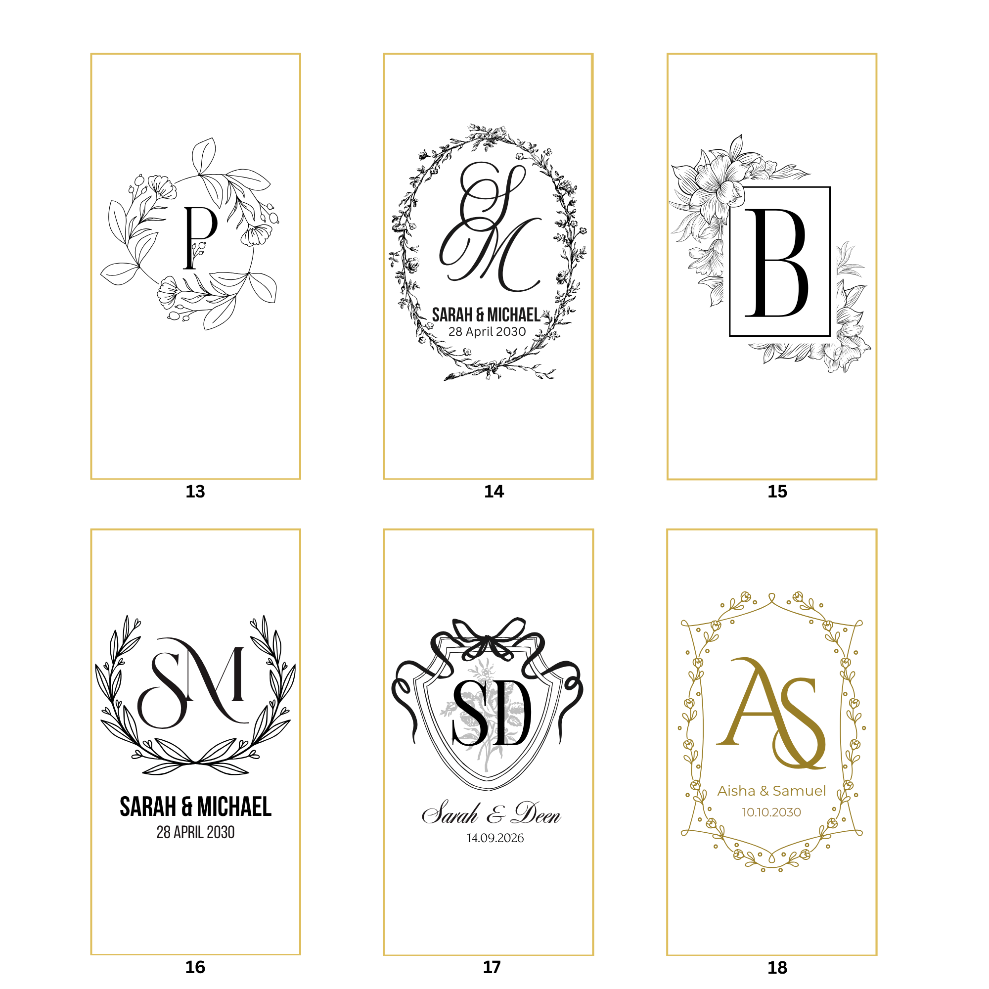 Floral border designs 13 to 18